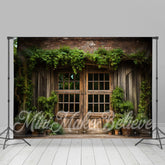 Aperturee - Wooden Foor Birck Wall Green Climber Spring Backdrop